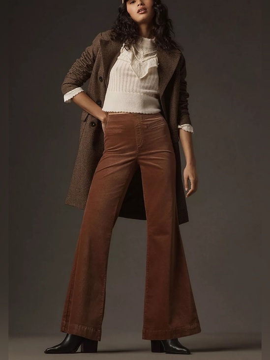 Anthropologie Pants - Anthropologie Pilcro Brown Pull-On Corduroy Wide Leg Retro Flare Pants